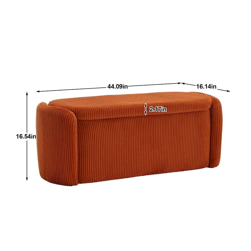 Banc de rangement ottoman rembourré orange / émeraude / noir / gris clair / beige / bleu marine