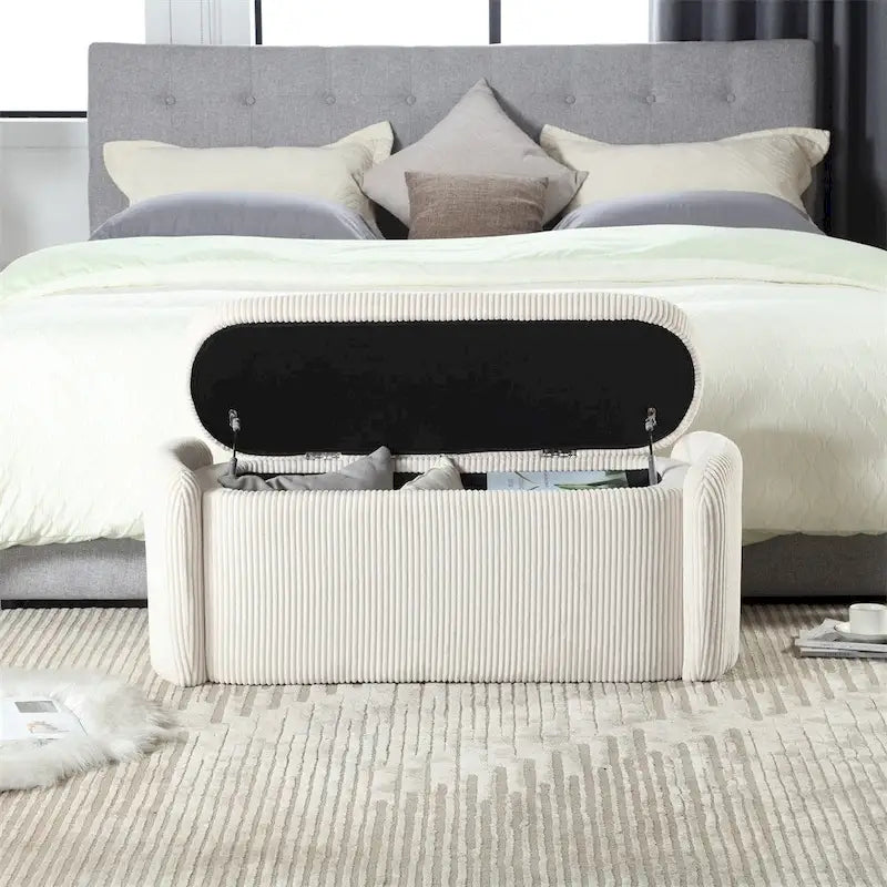 Banc de rangement ottoman rembourré orange / émeraude / noir / gris clair / beige / bleu marine