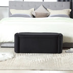 Banc de rangement ottoman rembourré orange / émeraude / noir / gris clair / beige / bleu marine