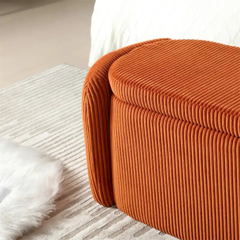 Banc de rangement ottoman rembourré orange / émeraude / noir / gris clair / beige / bleu marine