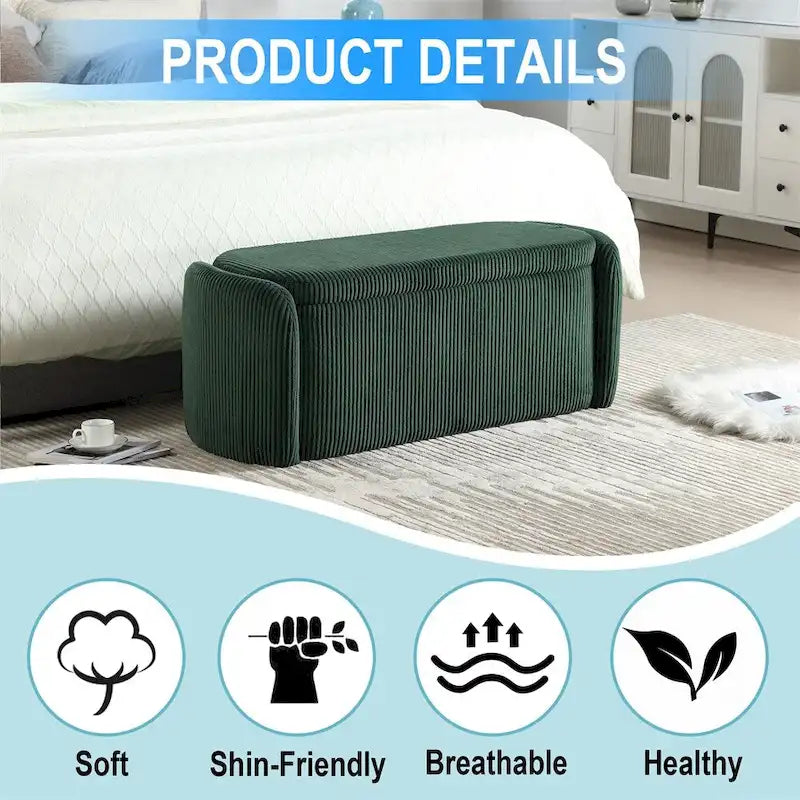 Banc de rangement ottoman rembourré orange / émeraude / noir / gris clair / beige / bleu marine