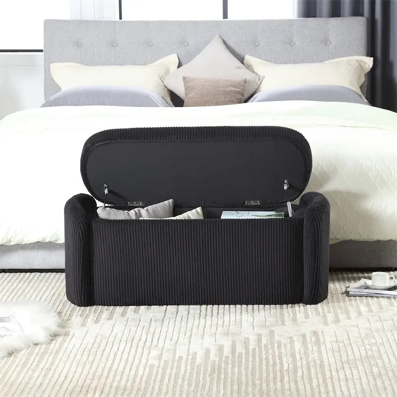 Banc de rangement ottoman rembourré orange / émeraude / noir / gris clair / beige / bleu marine