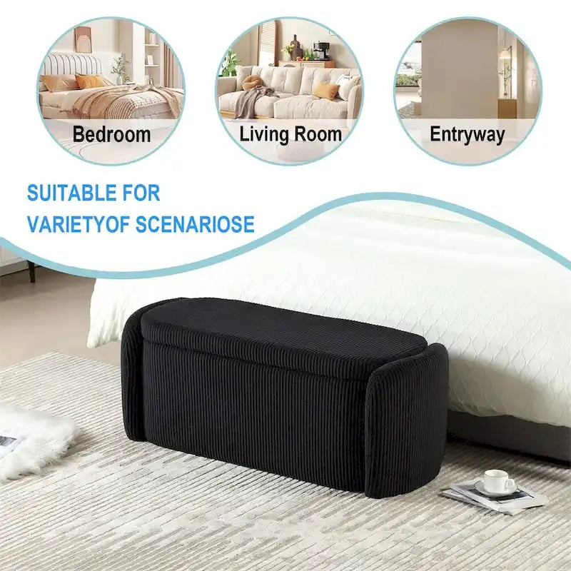 Banc de rangement ottoman rembourré orange / émeraude / noir / gris clair / beige / bleu marine