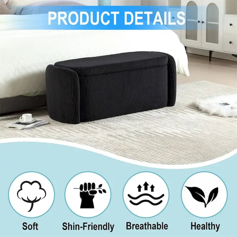 Banc de rangement ottoman rembourré orange / émeraude / noir / gris clair / beige / bleu marine