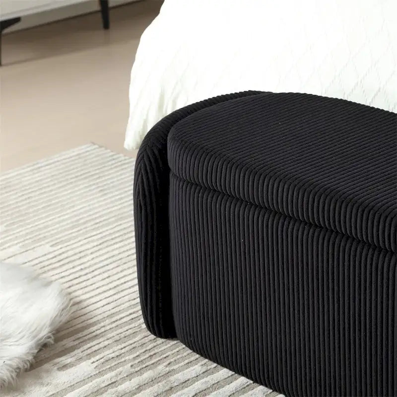 Banc de rangement ottoman rembourré orange / émeraude / noir / gris clair / beige / bleu marine