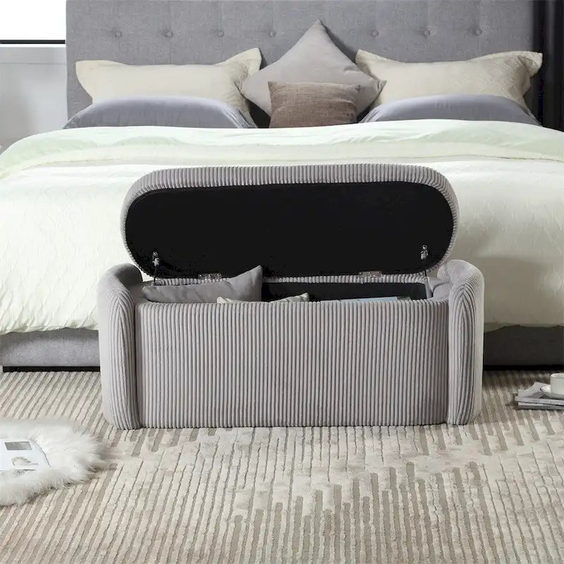 Banc de rangement ottoman rembourré orange / émeraude / noir / gris clair / beige / bleu marine