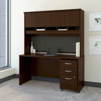 Bureau de 152 cm Mocha Cherry / Hansen Cherry avec huche, tiroirs et classeur