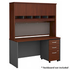 Bureau de 152 cm Mocha Cherry / Hansen Cherry avec huche, tiroirs et classeur