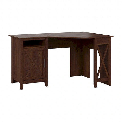 Bureau d'angle informatique 137 cm avec rangement Bing Cherry / Chêne blanc / Gris Cape Cod / Gris délavé