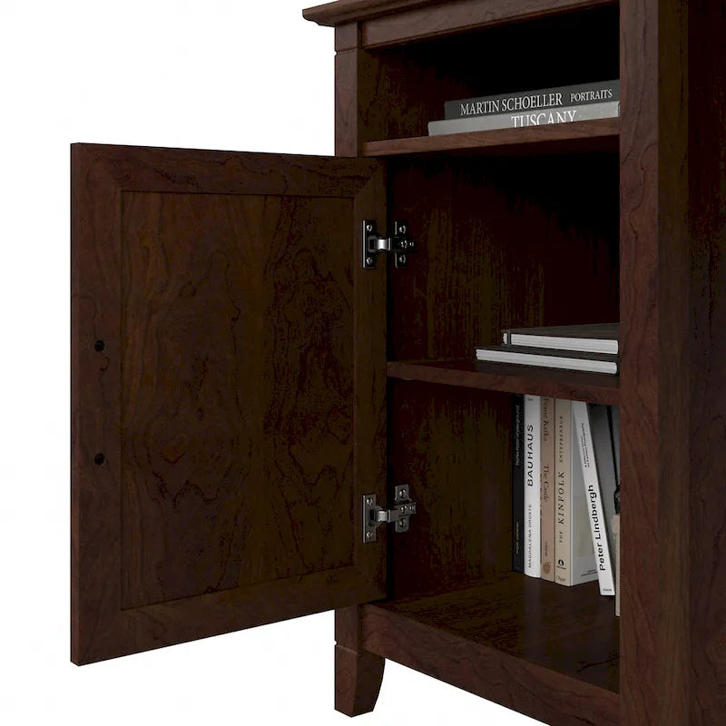 Bureau d'angle informatique 137 cm avec rangement Bing Cherry / Chêne blanc / Gris Cape Cod / Gris délavé