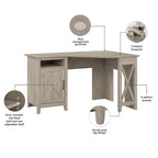 Bureau d'angle informatique 137 cm avec rangement Bing Cherry / Chêne blanc / Gris Cape Cod / Gris délavé