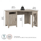Bureau d'angle informatique 137 cm avec rangement Bing Cherry / Chêne blanc / Gris Cape Cod / Gris délavé