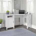 Bureau d'angle informatique 137 cm avec rangement Bing Cherry / Chêne blanc / Gris Cape Cod / Gris délavé