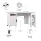 Bureau d'angle informatique 137 cm avec rangement Bing Cherry / Chêne blanc / Gris Cape Cod / Gris délavé