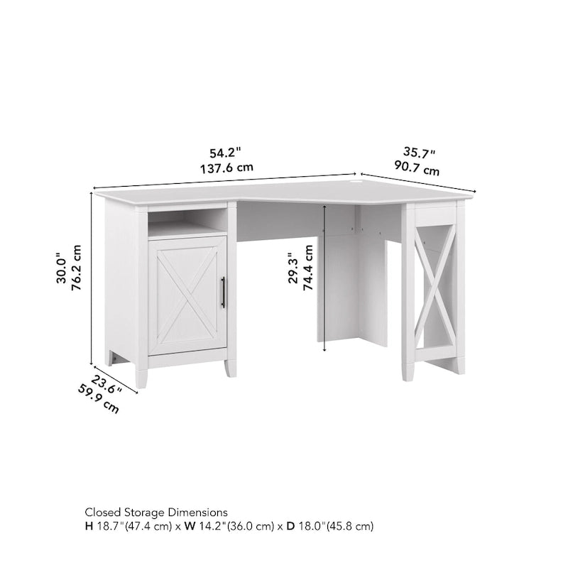 Bureau d'angle informatique 137 cm avec rangement Bing Cherry / Chêne blanc / Gris Cape Cod / Gris délavé