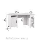 Bureau d'angle informatique 137 cm avec rangement Bing Cherry / Chêne blanc / Gris Cape Cod / Gris délavé