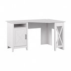 Bureau d'angle informatique 137 cm avec rangement Bing Cherry / Chêne blanc / Gris Cape Cod / Gris délavé