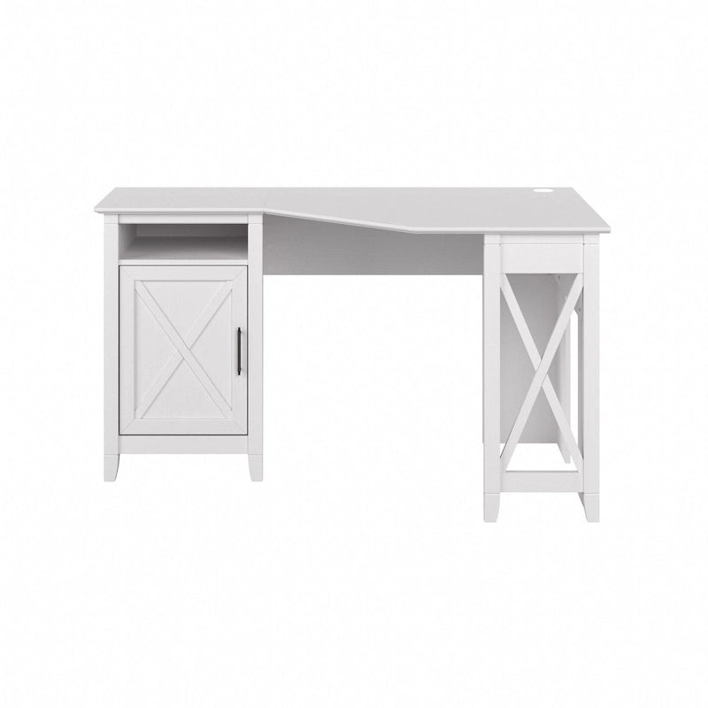 Bureau d'angle informatique 137 cm avec rangement Bing Cherry / Chêne blanc / Gris Cape Cod / Gris délavé