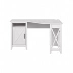 Bureau d'angle informatique 137 cm avec rangement Bing Cherry / Chêne blanc / Gris Cape Cod / Gris délavé