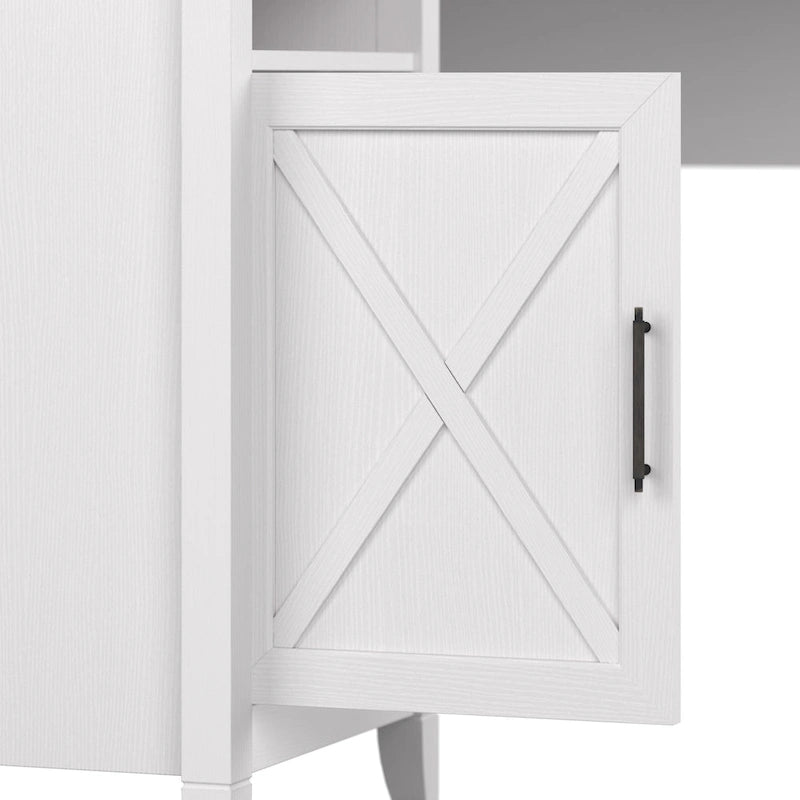 Bureau d'angle informatique 137 cm avec rangement Bing Cherry / Chêne blanc / Gris Cape Cod / Gris délavé