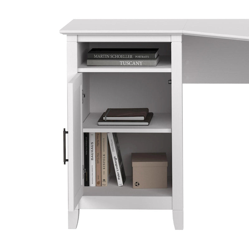 Bureau d'angle informatique 137 cm avec rangement Bing Cherry / Chêne blanc / Gris Cape Cod / Gris délavé