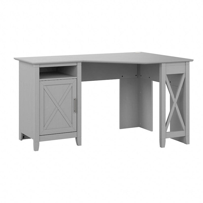 Bureau d'angle informatique 137 cm avec rangement Bing Cherry / Chêne blanc / Gris Cape Cod / Gris délavé