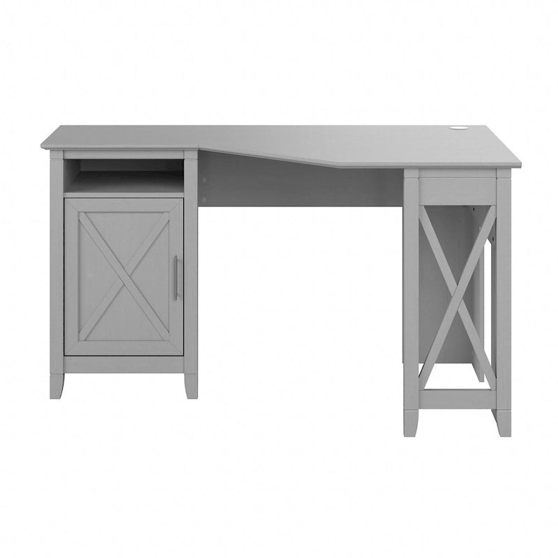 Bureau d'angle informatique 137 cm avec rangement Bing Cherry / Chêne blanc / Gris Cape Cod / Gris délavé