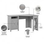 Bureau d'angle informatique 137 cm avec rangement Bing Cherry / Chêne blanc / Gris Cape Cod / Gris délavé