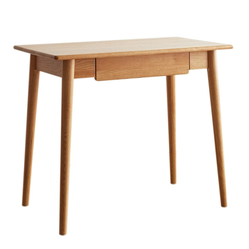 Bureau en chêne massif avec 2 tiroirs et plateau en tissu anti-taches