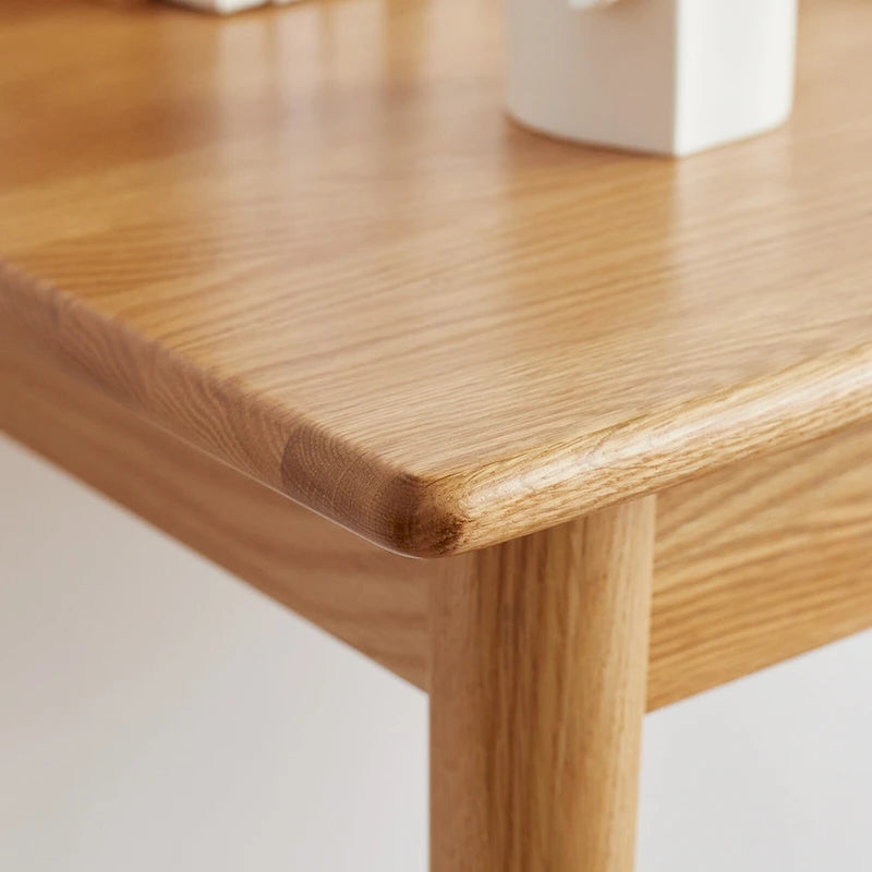 Bureau en chêne massif avec 2 tiroirs et plateau en tissu anti-taches