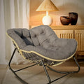 Fauteuil à bascule œuf gris foncé avec design en rotin, 1 personne
