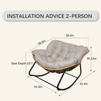 Fauteuil à bascule œuf gris foncé avec design en rotin, 1 personne