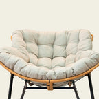 Fauteuil à bascule œuf gris foncé avec design en rotin, 1 personne