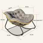 Fauteuil à bascule œuf gris foncé avec design en rotin, 1 personne