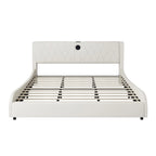 Lit Double en Similicuir Noir et Blanc avec LED RGB et Haut-parleurs Bluetooth, 2 Personnes