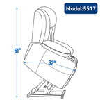 Fauteuil inclinable releveur électrique en chenille bleue avec massage vibrant à 8 points, chauffage lombaire, ports USB et Type-C, porte-gobelets