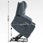 Fauteuil inclinable électrique bleu avec massage 8 points, soutien lombaire chauffant, deux ports USB et porte-gobelets en acier inoxydable