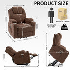 Fauteuil inclinable électrique bleu avec massage 8 points, soutien lombaire chauffant, deux ports USB et porte-gobelets en acier inoxydable