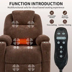 Fauteuil inclinable électrique bleu avec massage 8 points, soutien lombaire chauffant, deux ports USB et porte-gobelets en acier inoxydable