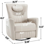 Fauteuil inclinable, pivotant et à bascule électrique avec soutien lombaire et cervical, ports de chargement USB et USB-C