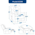 Fauteuil inclinable, pivotant et à bascule électrique avec soutien lombaire et cervical, ports de chargement USB et USB-C