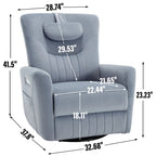 Fauteuil inclinable, pivotant et à bascule électrique avec soutien lombaire et cervical, ports de chargement USB et USB-C