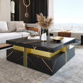 Table basse de rangement carrée noire/blanche avec 4 tiroirs, 110 cm