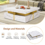 Table basse de rangement carrée noire/blanche avec 4 tiroirs, 110 cm