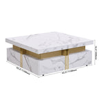 Table basse de rangement carrée noire/blanche avec 4 tiroirs, 110 cm