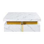 Table basse de rangement carrée noire/blanche avec 4 tiroirs, 110 cm