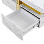 Table basse de rangement carrée noire/blanche avec 4 tiroirs, 110 cm