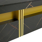 Table basse de rangement carrée noire/blanche avec 4 tiroirs, 110 cm