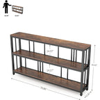 Table console/canapé industrielle à 3 niveaux 178 cm, marron/gris/blanc et marron