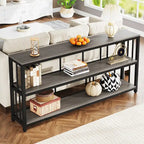 Table console/canapé industrielle à 3 niveaux 178 cm, marron/gris/blanc et marron
